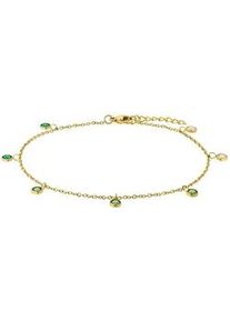Fu&szlig;kette Amor "2034268, 2034270", gold (gelbgoldfarben, gr&uuml;n), Fu&szlig;ketten, Damen, Edelstahl, mit Zirkonia (synth.)