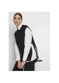 Pullunder HECHTER PARIS, Damen, Gr. 40/42, schwarz (schwarz solid), Strick, Obermaterial: 50% Baumwolle, 50% Polyacryl, unifarben, l&auml;ssig geschnitten h&uuml;ftlang, Rundhals, Pullover Pullunder, mit Seitenschnallen