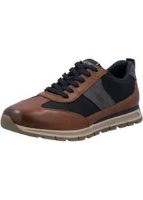 Sneaker Rieker, Herren, Gr. 43, cognac, dunkelblau, grau, Glattleder, Textil, Schuhe Sneaker, Schn&uuml;rschuh, Halbschuh, Casual-Sneaker mit gep. Schaftrand