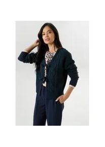 Strickjacke Aniston SELECTED, Damen, Gr. 36, blau (dunkelblau), Rippstrick, Obermaterial: 100% Polyacryl, Rautenmuster, Zopfmuster, unifarben, l&auml;ssig geschnitten h&uuml;ftlang, V-Ausschnitt, B&uuml;ndchen, Strickjacken Strickjacke, mit Zopf- und Rautenmuster