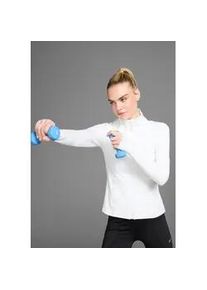 Sweatjacke FAYN SPORTS, Damen, Gr. 34, wei&szlig;, Obermaterial: 77% Polyester, 23% Elasthan, figurbetont, hoch geschlossener Ausschnitt, angesetztes B&uuml;ndchen mit Daumenl&ouml;chern, Sweatjacken Sweatjacke, aus schnell trocknendes Material