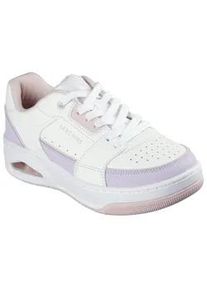 Sneaker Skechers "UNO COURT-COURTED STYLE", Damen, Gr. 37, lila (wei&szlig;, lavendel), Leder, kontrastfarbene Details, Schuhe Sneaker, Skater Schuh, Retro Sneaker mit Memory Foam
