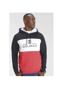 Kapuzensweatshirt DELMAO, Herren, Gr. XL (56/58), blau (dunkelblau, rot), angeraute Sweatware, Obermaterial: 60% Baumwolle, 40% Polyester. Kapuzenfutter: 60% Baumwolle, 40% Polyester, bedruckt, normal, Rippb&uuml;ndchen, Sweatshirts, Langarm, lockere Passform, Colourblocking-Optik, mit Kapuze