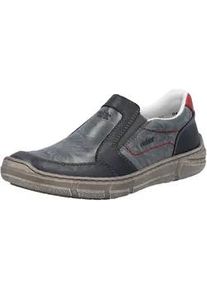 Slipper Rieker, Herren, Gr. 45, blau (blau, rot), Leder, Schuhe Slipper, Slip on Sneaker, Halbschuh, Freizeitschuh mit Schaftrandpolsterung