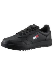 Tommy Hilfiger Sneaker TOMMY JEANS "TJM RETRO ESS", Herren, Gr. 41, schwarz, Leder, Lederimitat, unifarben, Schuhe Sneaker, mit TOMMY Markenlogo, Freizeitschuh, Halbschuh, Schn&uuml;rschuh
