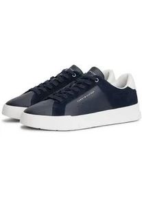 Sneaker Tommy Hilfiger "TH COURT MIX NUBUCK", Herren, Gr. 42, dunkelblau, Nubukleder, Schuhe Sneaker, Freizeitschuh, Halbschuh, Schn&uuml;rer mit zwei Logoschriftz&uuml;gen