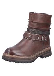 Winterstiefelette Rieker, Damen, Gr. 39, kastanie, Lederimitat, used, Basic, Schuhe Winterstiefelette, Boots, Blockabsatz, mit Zierriemchen am slouchy Schaft