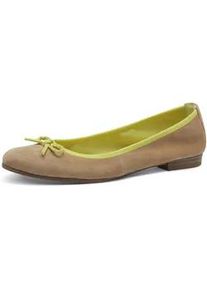 Ballerina Tamaris, Damen, Gr. 41, beige (beige kombi), Textil, Ziegenveloursleder, Schuhe Ballerina, Blockabsatz, Businessschuh, Schlupfschuh mit s&uuml;&szlig;er Zierschleife