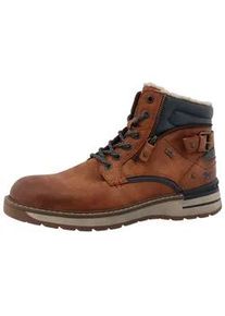Winterboots Mustang SHOES "Maril", Herren, Gr. 43, braun (cognacfarben), Lederimitat, kontrastfarbene Details, Schuhe Winterboots, Workerboots, Schn&uuml;rboots mit TEX-Ausstattung