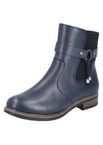 Winterstiefelette Rieker, Damen, Gr. 39, schwarz (dunkelblau, schwarz), Elastischer Einsatz, Lederimitat, Schuhe Winterstiefelette, Chelseaboots, Winterboots, Blockabsatz, mit Innenrei&szlig;verschluss