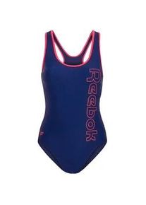 Badeanzug Reebok "Violetta", Damen, Gr. S, N-Gr, blau (navy, cherry), Obermaterial: 80% Polyamid, 20% Elasthan, Badeanz&uuml;ge Badeanzug, mit Knitter- und Abriebsfestigkeit, sportlich, Logo vorne