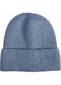 Beanie Capelli New York, Damen, jeans blau, Strick, Materialmix, unifarben, M&uuml;tzen Beanie, Rippstrick, Wollanteil, w&auml;rmend