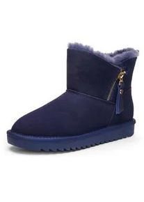 Winterboots Ara "ALASKA Short Zip", Damen, Gr. 38, ozean short zip, Lammfell, Veloursleder, unifarben, Schuhe Winterboots, Stiefel aus echtem Lammfell mit Rei&szlig;verschluss, G-Weite (weit)