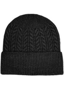 Beanie Capelli New York, Damen, schwarz, Strick, Obermaterial: 50% Polyacryl, 50% Polyester, gemustert, unifarben, M&uuml;tzen Beanie, Feinstrick, Zopfmuster, Einheitsgr&ouml;&szlig;e