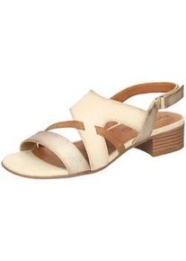 Sandalette Mustang SHOES, Damen, Gr. 40, gold (creme, goldfarben), Lederimitat, metallic, vintage, Schuhe Sandalette, Sandalette, Festtagsschuh mit Metallic-Eins&auml;tzen