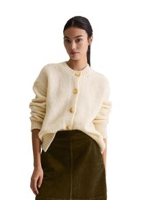 Marc O'Polo Cardigan MARC O'POLO DENIM "relaxed", Damen, Gr. L, wei&szlig; blush, Strick, Obermaterial: 60% Schurwolle, 16% Polyamid, 12% Alpaka, 12% Polyacryl, relaxed fit, Rundhals, Strickjacken Cardigan, aus kuschligem Schurwolle-Alpakawolle-Mix