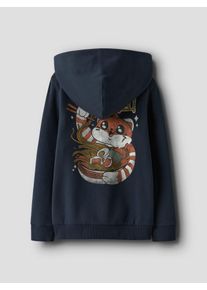 Sweatshirt name it "NKMKIAN SWE WH BRU PS NOOS", Jungen, Gr. 146/152, blau (navy blazer), Sweatware, Obermaterial: 70% Baumwolle, 30% Polyester, bedruckt, regular fit normal, Rundhals, Rippb&uuml;ndchen, Sweatshirts Sweatshirt