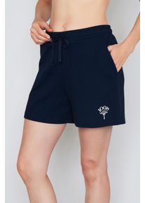 JOOP! Shorts JOOP "Comfort", Damen, Gr. 38, N-Gr, blau, Jersey, Obermaterial: 80% Baumwolle, 20% Elasthan, unifarben, comfort fit ca. Mitte Oberschenkel, Hosen Shorts, mit elastischem Kordelzugbund, seitliche Taschen, Regular Fit