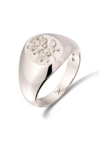 Siegelring Kuzzoi "Ring Siegelring Rose Flower 925 Sterling Silber" Gr. 62, silber, Fingerringe, Herren, 62, Silber 925 (Sterlingsilber), Siegelring