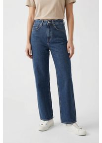Straight-Jeans Pepe Jeans "UHW &ndash; Ultra High Waist", Damen, Gr. 29, L&auml;nge 30, mid blau, Denim/Jeans, Obermaterial: 99% Baumwolle, 1% Elasthan, straight fit lang, Jeans Straight-Jeans, mit hohem Bund