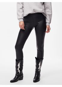 Leggings Pieces "PCNEW SHINY FLEECE LEGGINGS NOOS", Damen, Gr. XS, N-Gr, schwarz, Jersey, Obermaterial: 90% Polyester, 10% Elasthan, unifarben, normal, Hosen Leggings