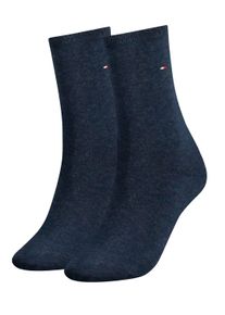 Socken Tommy Hilfiger "TH WOMEN SOCK CASUAL 2P", Damen, Gr. 35-38, blau (jeans), Baumwollmischung, Elasthan, Polyamid, meliert, elastisch, Socken Socken, mit flacher Zehennaht