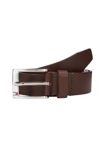 Lederg&uuml;rtel Tommy Hilfiger "New Aly Belt 3,5 cm breit", Herren, Gr. 85, braun (dunkelbraun), Leder, G&uuml;rtel Lederg&uuml;rtel, mit quadratischer Logo-Metallschnalle, Topseller