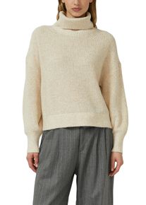 Strickpullover s.Oliver, Damen, Gr. 44, light beige melange, Strick, Obermaterial: 59% Baumwolle, 37% Polyacryl, 4% Wolle, meliert, unifarben, oversize h&uuml;ftbedeckend, Rundhals, Flachstrickb&uuml;ndchen, Pullover Strickpullover, Oversize, mit weiten &Auml;rmeln und Rollkragen