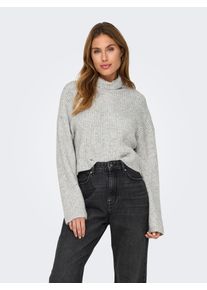 Rollkragenpullover Only "ONLMELANIE L/S ROLLNECK PULLOVER KNTNOOS", Damen, Gr. M, light grau melange, Strick, Obermaterial: 54% Polyester, 41% Polyacryl, 5% Wolle, meliert, unifarben, regular fit kurz, Rundhals, Pullover Rollkragenpullover