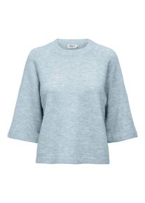 Strickpullover Only "ONLSIMONI 3/4 PULLOVER KNT NOOS", Damen, Gr. L, blau (cashmere blau detail:melange), Strick, Obermaterial: 74% Polyacryl, 24% Polyester, 2% Elasthan, meliert, regular fit h&uuml;ftlang, Rundhals, weit, Pullover Strickpullover, Materialmix, regular fit