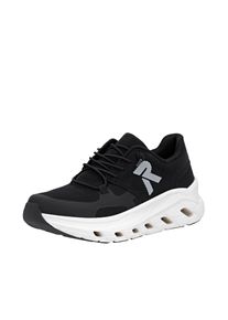 Plateausneaker RIEKER SPORT, Damen, Gr. 45, schwarz, laufsohle wei&szlig;, Nubuklederimitat, Textil, Schuhe Plateausneaker, Slip-on Sneaker, Halbschuh, Freizeitsneaker mit MemoSoft-Innensohle
