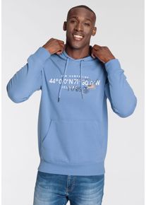 Kapuzensweatshirt DELMAO, Herren, Gr. M (48/50), blau, angeraute Sweatware, Obermaterial: 60% Baumwolle, 40% Polyester, bedruckt, normal, Rippb&uuml;ndchen, Sweatshirts Kapuzensweatshirt, Langarm, lockere Passform, mit Print, mit Kapuze, Topseller