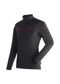 Fleecepullover Maier Sports "Nago Rec", Herren, Gr. 58, schwarz, 100% Polyester (recycled), Rundhals, Sweatshirts Fleecepullover, Herren Midlayer, elastisches und pflegeleichtes Half-Zip Fleece