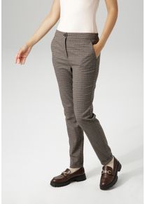 Webhose Aniston CASUAL, Damen, Gr. 46, N-Gr, grau (anthrazit, dunkelbraun, helltaupe, hellbraun), Web, Obermaterial: 65% Polyester, 33% Viskose, 2% Elasthan, Jacquardmuster, kariert, figurumspielend kn&ouml;chellang, Hosen Webhose, im dezenten Karo-Dessin