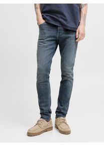 Jack & Jones Slim-fit-Jeans JACK & JONES "JJIGLENN JJFELIX AM 646 NOOS", Herren, Gr. 29, L&auml;nge 30, grau (grau denim), Denim/Jeans, Obermaterial: 98% Baumwolle, 2% Elasthan, Abriebeffekte, slim fit kn&ouml;chellang, Jeans Slim-fit-Jeans