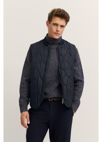 Steppweste Bugatti "Airseries", Herren, Gr. 46, blau (390, marine), 100% Polyester, unifarben, regular fit, Westen Steppweste, Regular Fit mit Wellensteppung