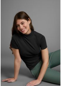 Rollkragenshirt Flashlights, Damen, Gr. 32/34 (XS), schwarz, Jersey, Obermaterial: 100% Baumwolle, unifarben, Basic, figurbetont h&uuml;ftlang, hoch geschlossener Ausschnitt, Shirts Rollkragenshirt, figurbetont, Basic-Stil, Rollkragen, aus 100% Baumwolle, elastisch, Topseller