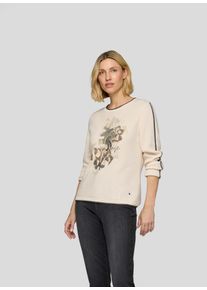 Rundhalspullover Rabe, Damen, Gr. 46, gelb (vanille), Strick, Obermaterial: 50% Baumwolle, 50% Polyacryl, Intarsienmuster, bedruckt, regular fit taillenbedeckt, Rundhals, Pullover Rundhalspullover, mit intarsien Print