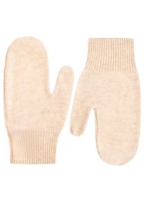 F&auml;ustlinge Zwillingsherz, Damen, beige (hellbeige), Strick, Kaschmir, unifarben, Handschuhe F&auml;ustlinge, aus reinem Kaschmir