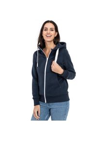 Kapuzensweatjacke DEPROC Active "FinjaCMYK II", Damen, Gr. 40 (M), navy, 50% Baumwolle, 50% Polyester, tailliert, gerader Abschluss, Sweatjacken Kapuzensweatjacke, weiche Fleecejacke mit K&auml;ngurutasche