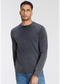 Only & Sons Rundhalspullover ONLY & SONS "OS WASH CREW KNIT CS", Herren, Gr. M, blau (marineblaus), Strick, Obermaterial: 100% Baumwolle, unifarben, normal h&uuml;ftbedeckend, Rundhals, Rollkante, Pullover Rundhalspullover