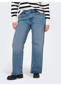 High-waist-Jeans Only CARMAKOMA "CARJUICY HW WIDE LEG REA365", Damen, Gr. 46, L&auml;nge 32, blau (medium blau denim), Denim/Jeans, Obermaterial: 99% Baumwolle, 1% Elasthan, unifarben, Jeans High-waist-Jeans