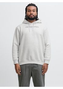 Jack & Jones PlusSize Kapuzensweatshirt "JORBILLYBURG SWEAT HOOD FST PLS", Herren, Gr. 3XL, wei&szlig; (hellwei&szlig; detail:melange), angeraute Sweatware, Obermaterial: 60% Baumwolle, 40% Polyester, JACK & JONES PLUSSIZE, meliert, regular fit normal, Rippb&uuml;ndchen, Sweatshirts Kapuzensweatshirt