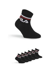 Kurzsocken Fila "JUNIOR UNISEX QUARTER PLAIN SOCKS", M&auml;dchen, Gr. 27-30, schwarz, Baumwollmischung, unifarben mit Farbeinsatz, normal, Socken Kurzsocken, mit eingestricktem Logo im B&uuml;ndchen, Kindersocken