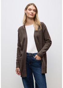 Cardigan Street One, Damen, Gr. 40, schwarz nomad braun meliert, Strick, Obermaterial: 52% Viskose, 28% Polyester, 20% Polyamid, unifarben, l&auml;ssig geschnitten ca. Mitte Oberschenkel, Rundhals, Strickjacken Cardigan, ohne Verschluss, offen