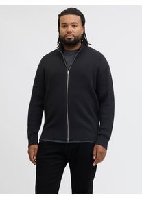 Jack & Jones PlusSize Strickjacke "JJEPERFECT KNIT ZIP CARDIGAN NOOS PLS", Herren, Gr. 5XL, schwarz, Strick, Obermaterial: 50% Baumwolle, 50% Polyester, JACK & JONES PLUSSIZE, unifarben, slim fit, hoch geschlossener Ausschnitt, Strickjacken Strickjacke
