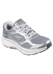Sneaker Skechers "GO RUN CONSISTENT 2.0", Damen, Gr. 40, grau (grau, silberfarben), Leder, Synthetik, Textil, metallic, Schuhe Sneaker, Retro Sneaker, Schn&uuml;rschuh mit Metallic-Bes&auml;tzen, Weite G (=weit)