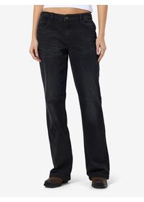 Low-rise-Jeans Noisy may "NMNILA LW WIDE JEANS AZ423BL NOOS", Damen, Gr. 30, L&auml;nge 32, schwarz (schwarz denim), Denim/Jeans, Obermaterial: 99% Baumwolle, 1% Elasthan, unifarben, gerade, Jeans Low-rise-Jeans