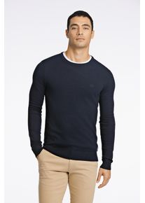 Strickpullover LINDBERGH, Herren, Gr. 3XL, blau (navy), Strick, Obermaterial: 80% Viskose, 20% Nylon, bestickt, unifarben, slim fit h&uuml;ftbedeckend, Rundhals, B&uuml;ndchen, Pullover Strickpullover, mit Logo-Stickerei