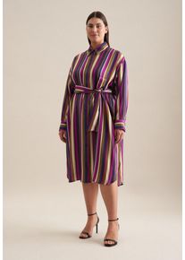 Sommerkleid Seidensticker "Schwarze Rose", Damen, Gr. 7XL (54), Normalgr&ouml;&szlig;en, blau (dunkelblau), 100% Viskose, bedruckt, oversize, Kleider Sommerkleid, Langarm Kragen Druck